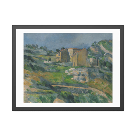 Houses in Provence - The Riaux Valley near L'Estaque by Paul Cezanne Glass Framed Print