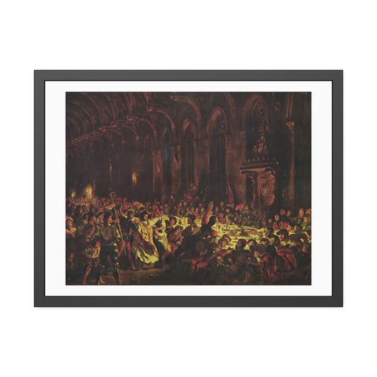 The Murder of the Bishop by Eugene Delacroix Glass Framed Print