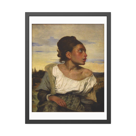 Orphan Girl at the Cemetary by Eugene Delacroix Glass Framed Print