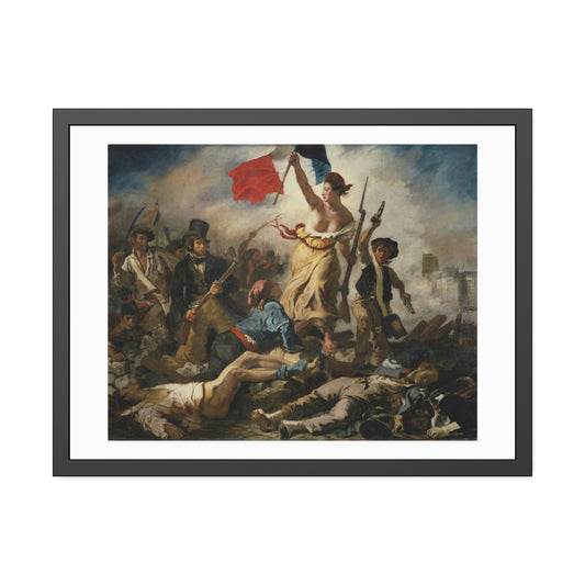Libery Leading the People by Eugene Delacroix Glass Framed Print