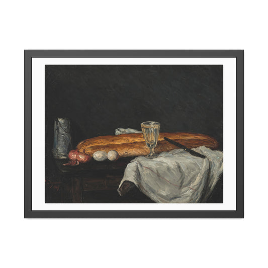 Bread and Eggs by Paul Cezanne Glass Framed Print