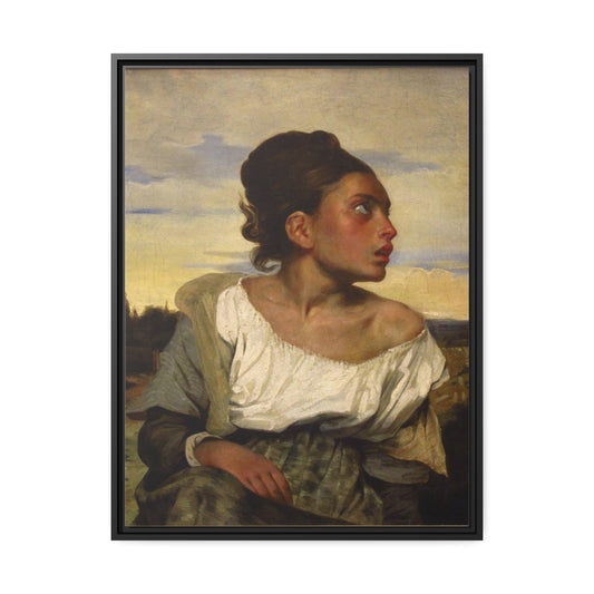 Orphan Girl at the Cemetary by Eugene Delacroix Framed Gallery Canvas