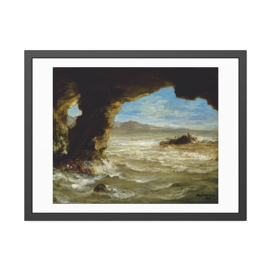Shipwreck on the Coast by Eugene Delacroix Glass Framed Print