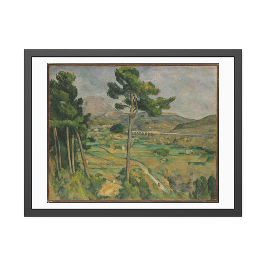 Mont Sainte-Victoire and the Viaduct of the Arc River Valley by Paul Cezanne Glass Framed Print