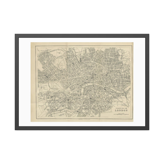 London 1877 Map Glass Framed Print