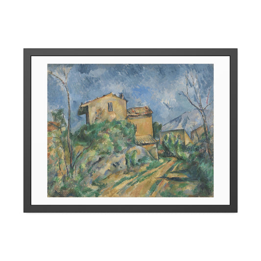 Maison Maria With A View of Chateau Noir by Paul Cezanne Glass Framed Print