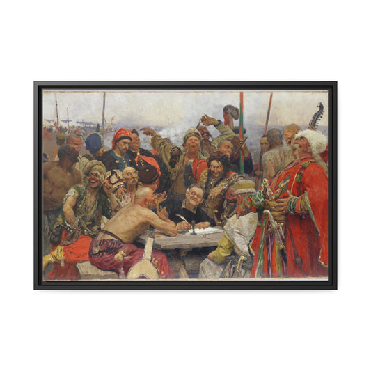 Reply of the Zaporozhian Cossacks to the Sultan by Ilya Repin Framed Gallery Canvas