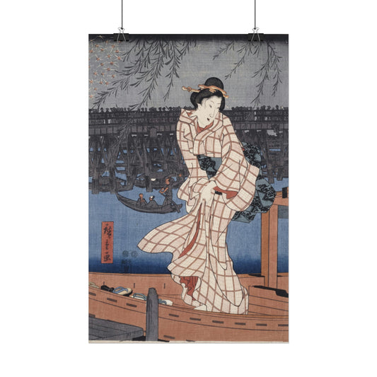 Evening on the Sumida River by Utagawa Hiroshige Poster