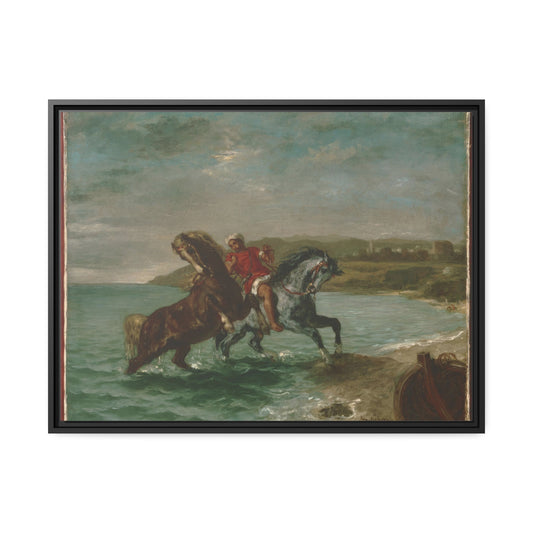 Horses Leaving the Sea by Eugene Delacroix Framed Gallery Canvas