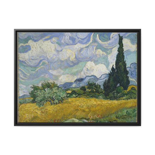 Wheat Field with Cypress by Vincent Van Gogh Framed Gallery Canvas