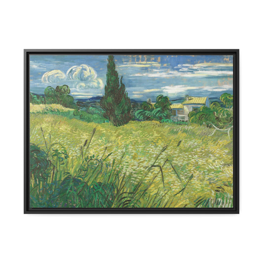 Green Wheat Field with Cypress by Vincent Van Gogh Framed Gallery Canvas