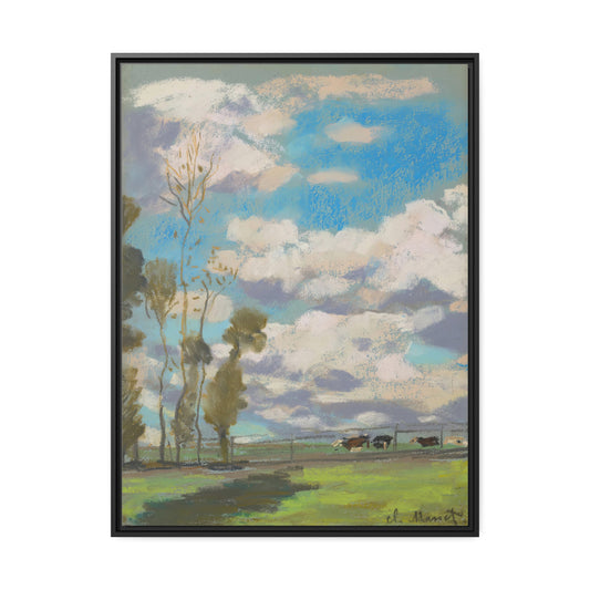 Three Cows Grazing by Claude Monet Framed Gallery Canvas
