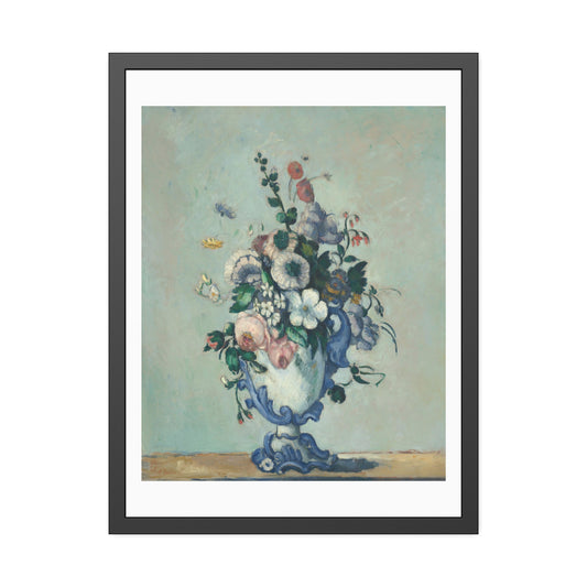 Flowers in a Vase by Paul Cezanne Glass Framed Print