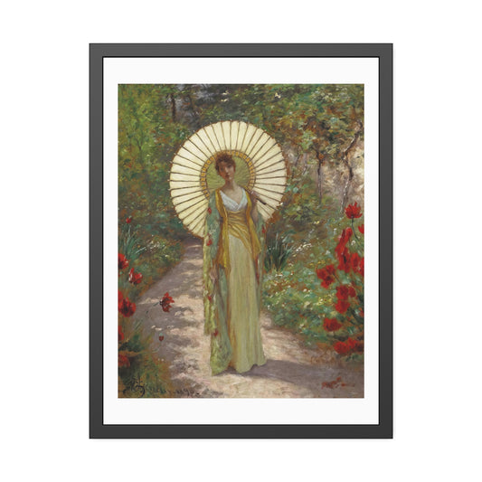 The Glass Parasol by William John Hennessy Glass Framed Print