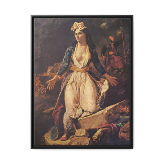 Greece on the Ruins of Missolonghi by Eugene Delacroix Framed Gallery Canvas