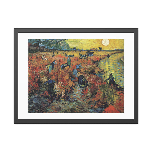 Red Vineyards by Vincent Van Gogh Glass Framed Print