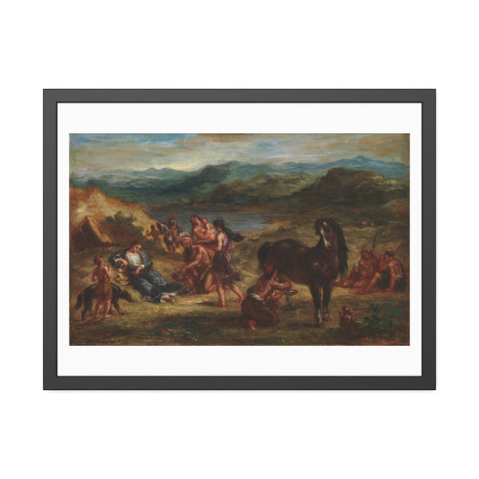 Ovid Among The Scythians by Eugene Delacroix Glass Framed Print