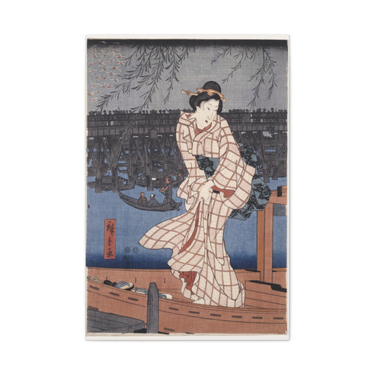 Evening on the Sumida River by Utagawa Hiroshige Canvas Print