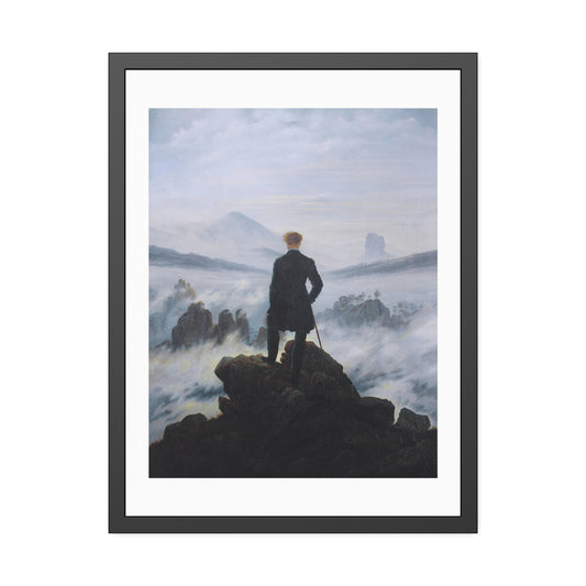 The Wanderer Above the Sea of Fog by Caspar David Friedrich Glass Framed Print