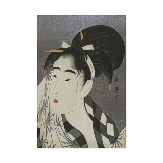 Woman Wiping Sweat by Kitagawa Utamaro Canvas Print