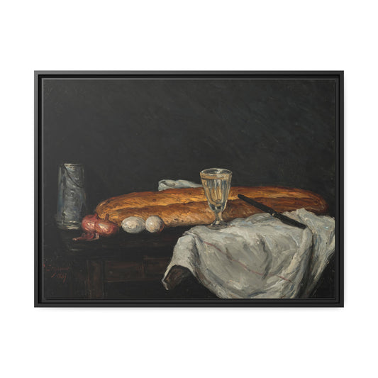 Bread and Eggs by Paul Cezanne Framed Gallery Canvas
