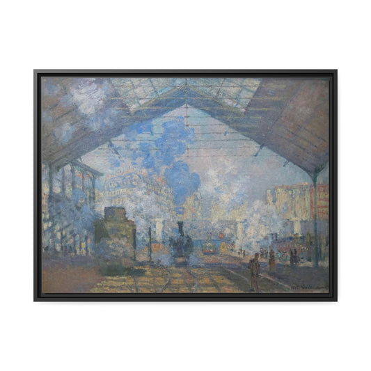 La Gare Saint-Lazare by Claude Monet Framed Gallery Canvas