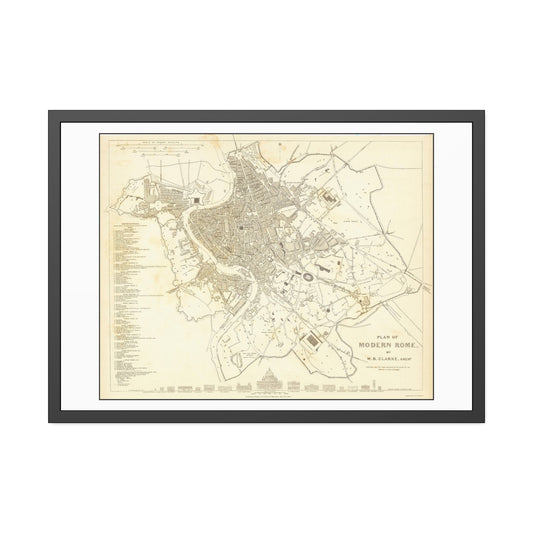 Rome 1830 Map Glass Framed Print