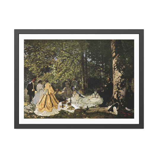 Luncheon on the Grass by Claude Monet Glass Framed Print