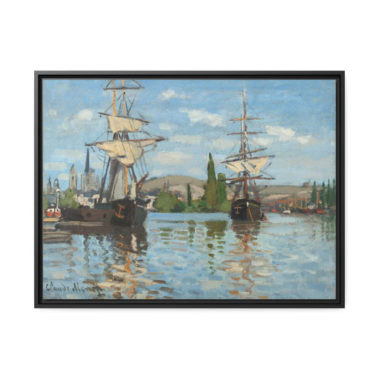 Ships Riding on the Seine at Rouen by Claude Monet Framed Gallery Canvas