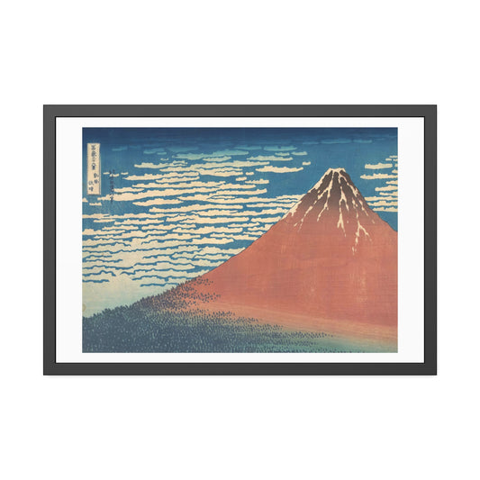 South Wind, Clear Sky by Katsushika Hokusai Glass Framed Print