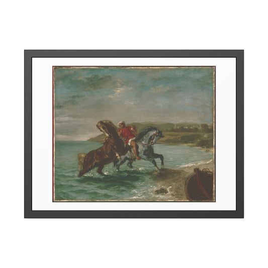Horses Leaving the Sea by Eugene Delacroix Glass Framed Print
