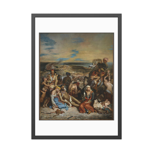 The Massacre at Chios by Eugene Delacroix Glass Framed Print