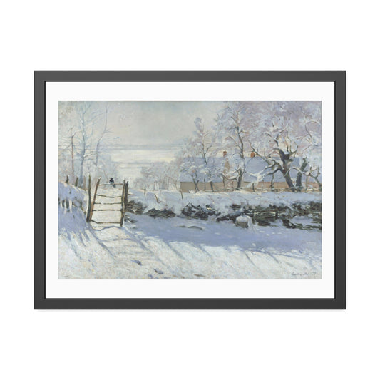 The Magpie by Claude Monet Glass Framed Print