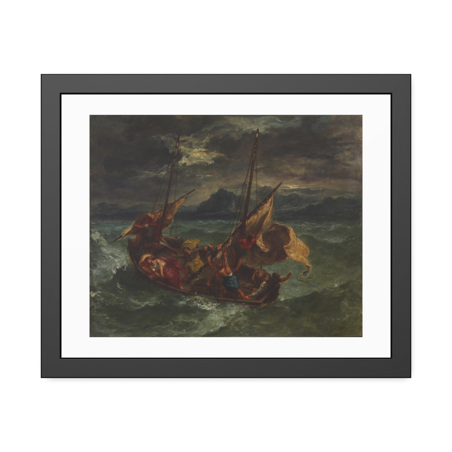 Christ on the Sea Of Galilee by Eugene Delacroix Glass Framed Print