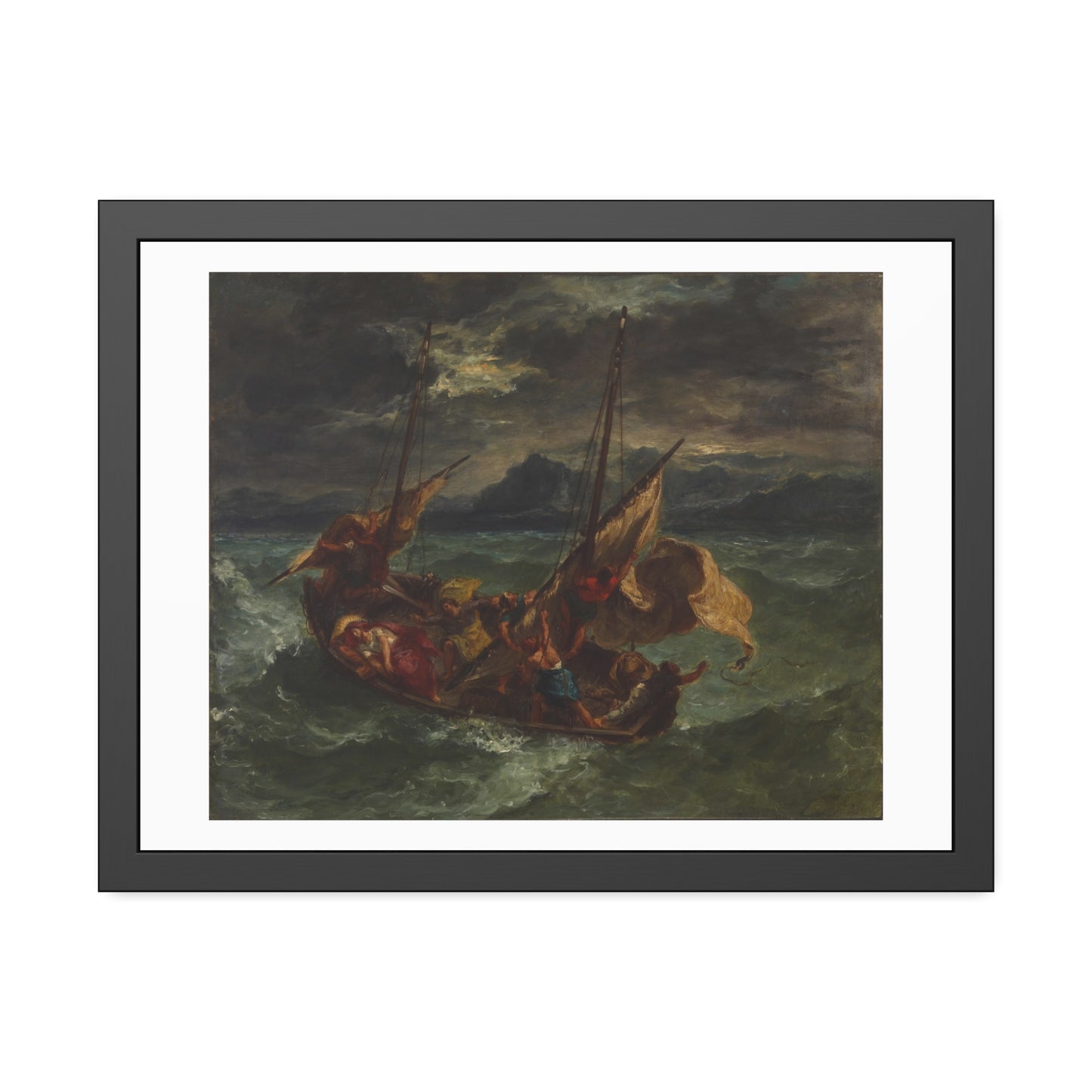 Christ on the Sea Of Galilee by Eugene Delacroix Glass Framed Print